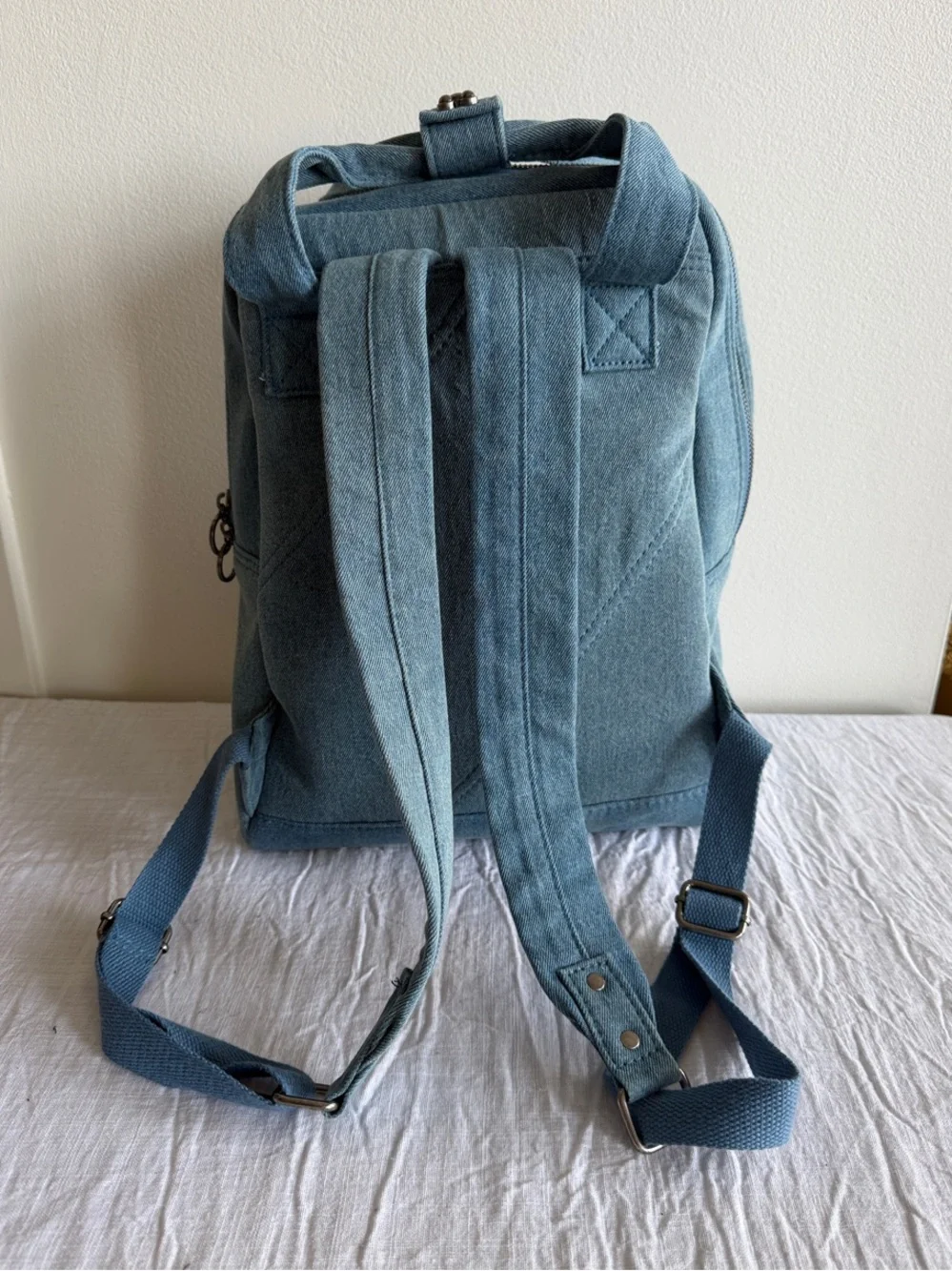 Light Blue-Denim 🏰 DISNEY 🐭 Backpack with Front Zip Pocket